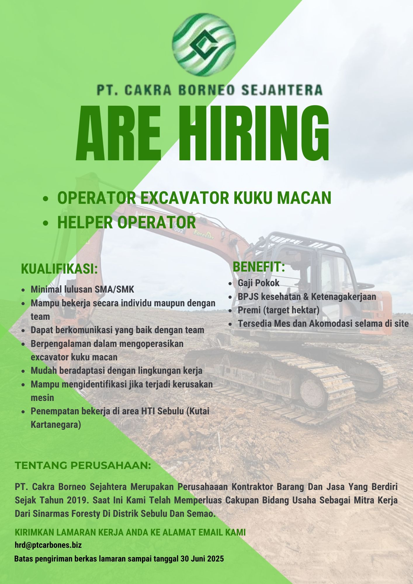 LOWONGAN KERJA OPERATOR DAN HELPER